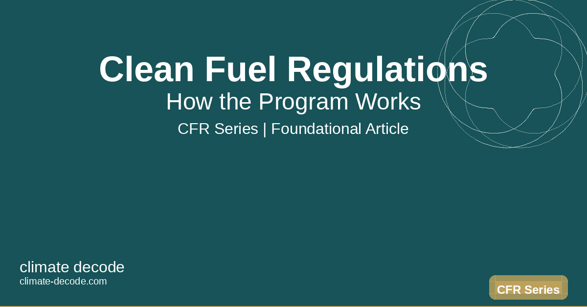 Canada CFR 101 — How the Clean Fuel Regulations Program Works