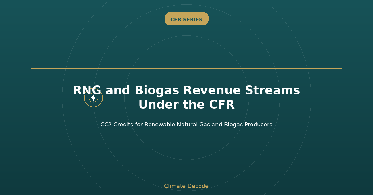 RNG and Biogas — Carbon Credit Pathways Under Canada's CFR